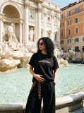 DAXUEN Oversized Slogan Print Tee — model photo