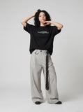 DAXUEN Oversized Slogan Print Tee — model photo