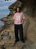 DAXUEN Relaxed-fit mesh t-shirt with contrasting stitching — model photo