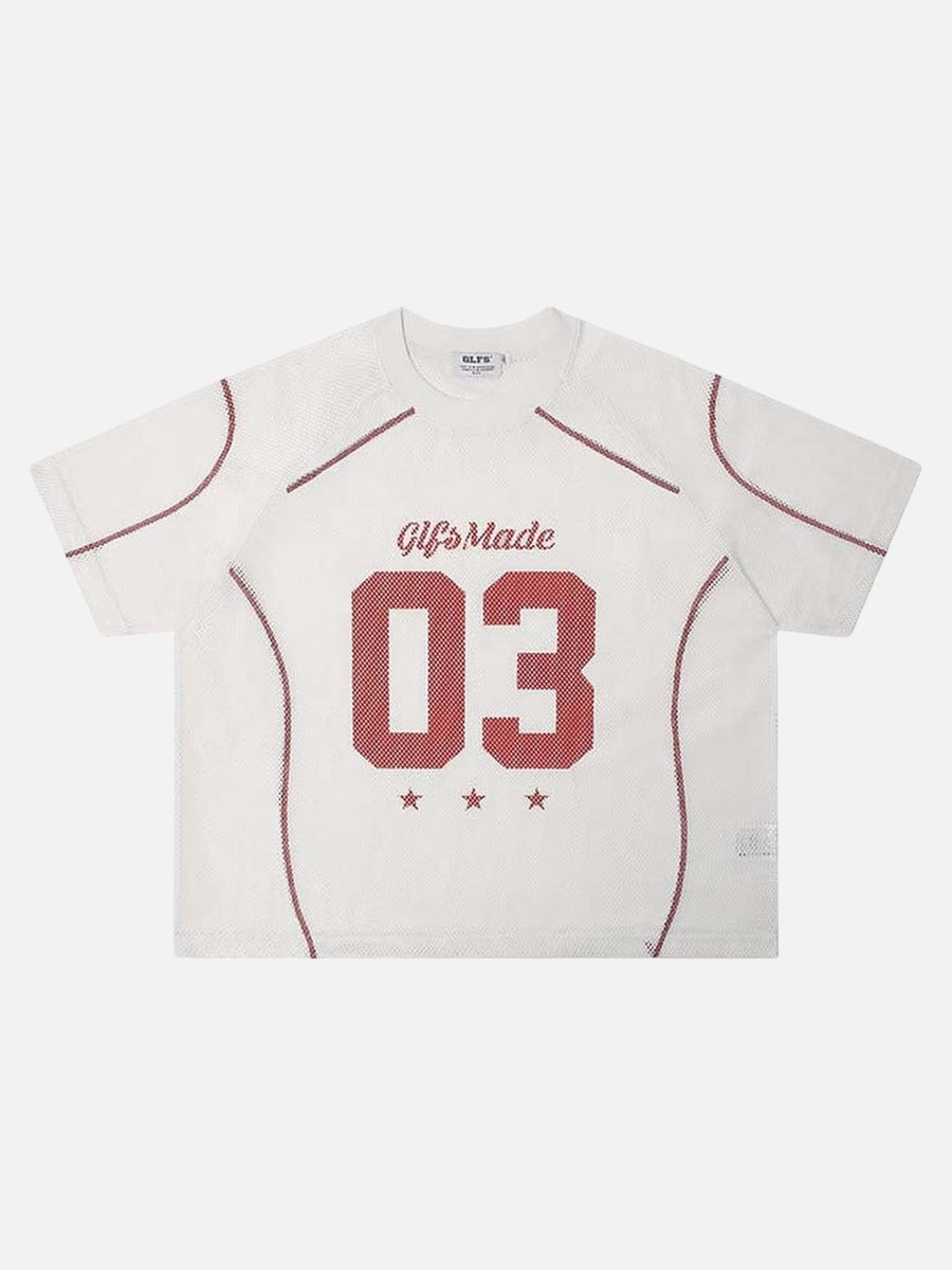 DAXUEN Relaxed-fit mesh t-shirt with contrasting stitching
