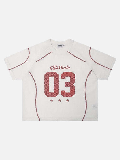 DAXUEN Relaxed-fit mesh t-shirt with contrasting stitching