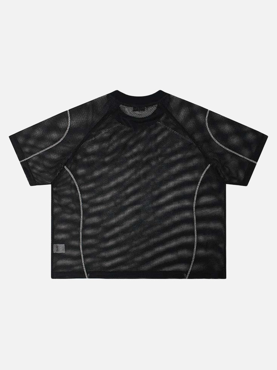 DAXUEN Relaxed-fit mesh t-shirt with contrasting stitching