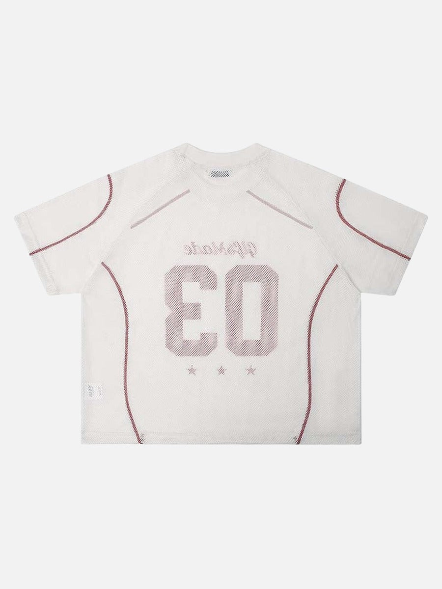 DAXUEN Relaxed-fit mesh t-shirt with contrasting stitching