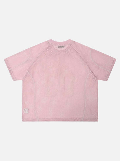DAXUEN Relaxed-fit mesh t-shirt with contrasting stitching