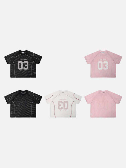 DAXUEN Relaxed-fit mesh t-shirt with contrasting stitching
