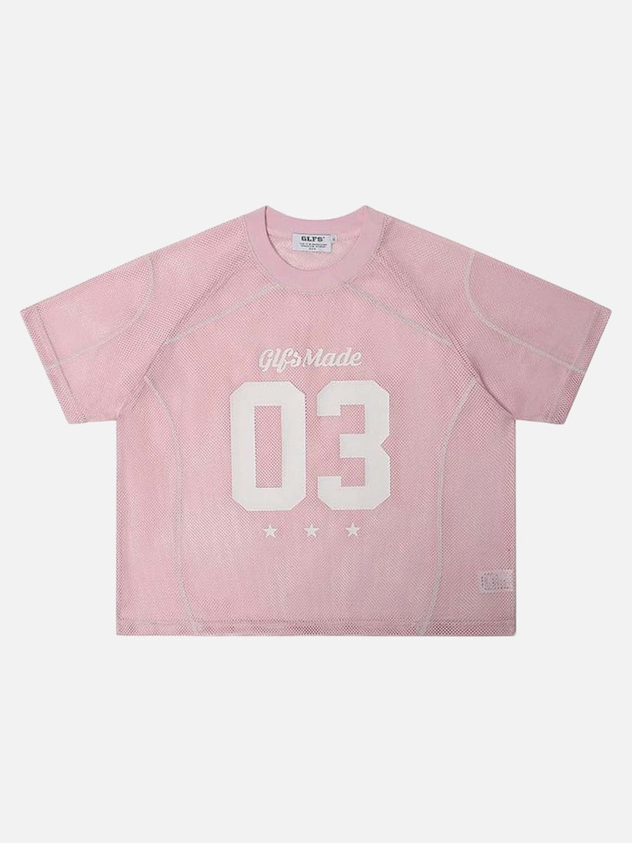 DAXUEN Relaxed-fit mesh t-shirt with contrasting stitching