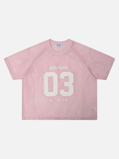 DAXUEN Relaxed-fit mesh t-shirt with contrasting stitching