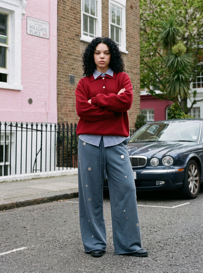 Metallic Embellished Blue Sweatpant