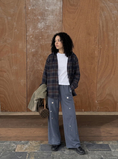 Metallic Embellished Blue Sweatpant