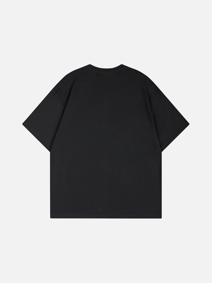 DAXUEN Short-sleeved T-shirt with metallic emblem and pleated details