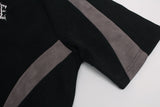 DAXUEN dark grey-blue oversized jagged wordmark graphic tee