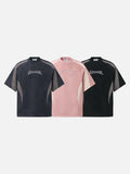 DAXUEN dark grey-blue oversized jagged wordmark graphic tee