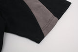 DAXUEN dark grey-blue oversized jagged wordmark graphic tee
