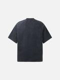 DAXUEN dark grey-blue oversized jagged wordmark graphic tee