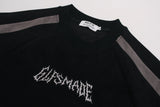 DAXUEN dark grey-blue oversized jagged wordmark graphic tee