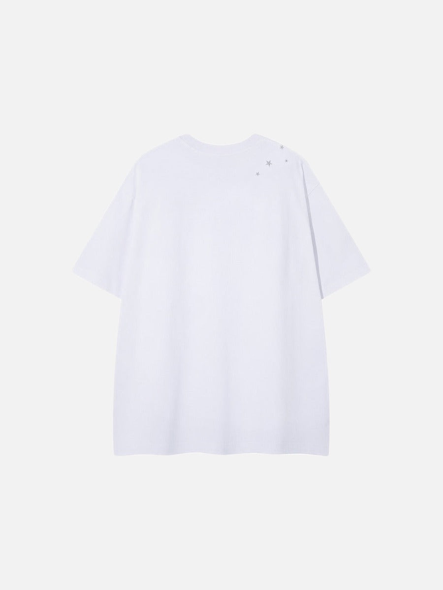 DAXUEN Metallic star embroidered short-sleeved T-shirt