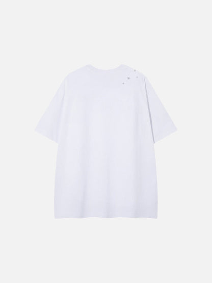 DAXUEN Metallic star embroidered short-sleeved T-shirt