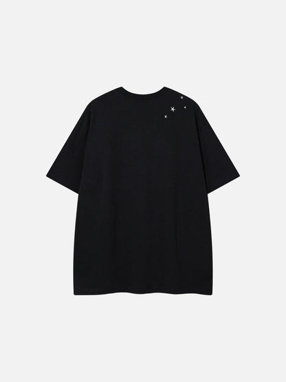 DAXUEN Metallic star embroidered short-sleeved T-shirt