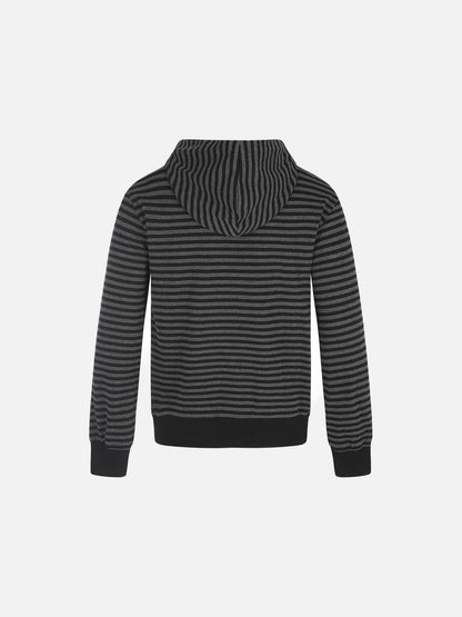 Metallic Studded Striped Zip-Up Hoodie
