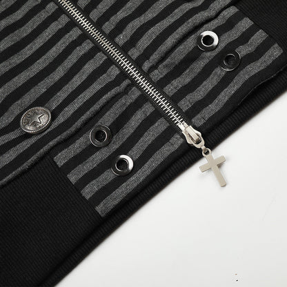 Metallic Studded Black Zip-Up Hoodie
