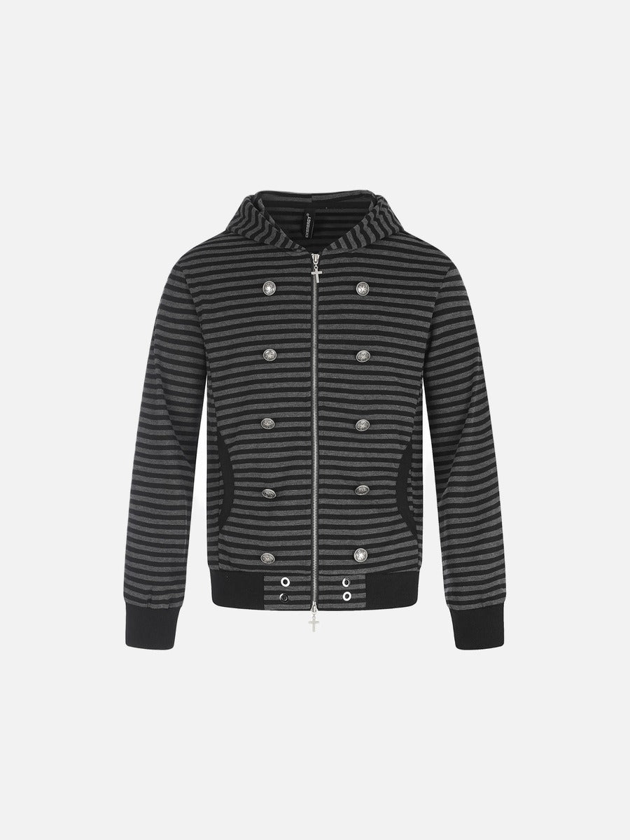 Metallic Studded Black Zip-Up Hoodie