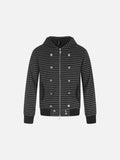 Metallic Studded Striped Zip-Up Hoodie