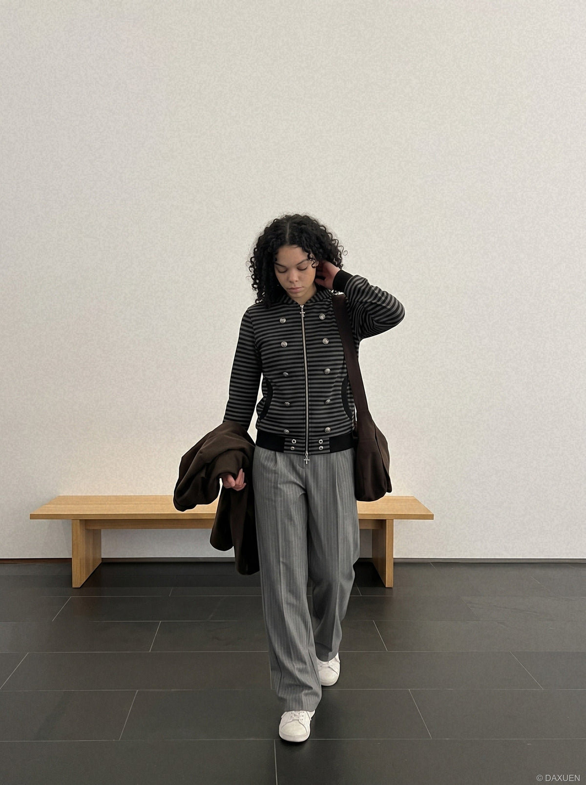 Metallic Studded Black Zip-Up Hoodie