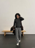 Metallic Studded Striped Zip-Up Hoodie