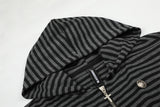 DAXUEN black and grey striped metallic-studded zip-up hoodie