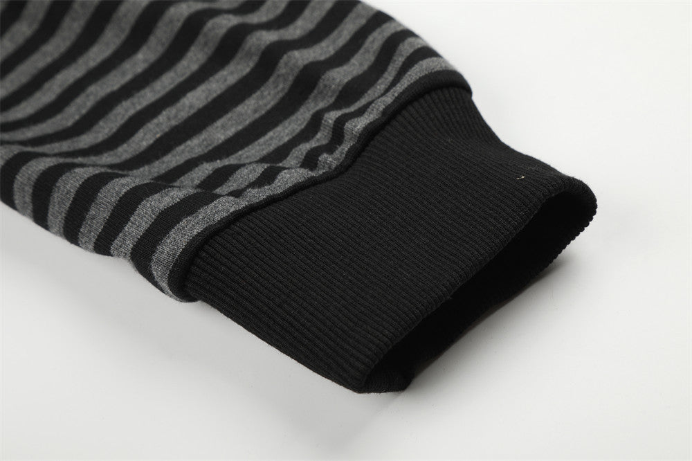 Metallic Studded Striped Zip-Up Hoodie