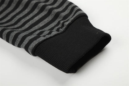 Metallic Studded Striped Zip-Up Hoodie