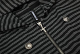 Metallic Studded Striped Zip-Up Hoodie