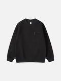 Metallic-Tab Pocket Oversized Crewneck Sweatshirt