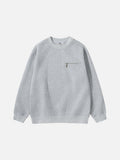 DAXUEN black oversized crewneck sweatshirt with metallic zip pocket