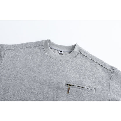 DAXUEN black oversized crewneck sweatshirt with metallic zip pocket