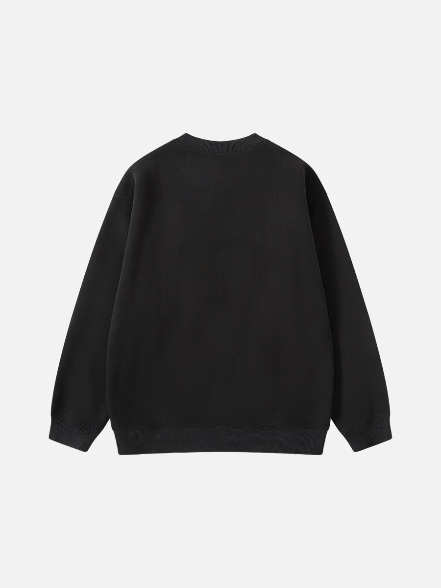 DAXUEN black oversized crewneck sweatshirt with metallic zip pocket