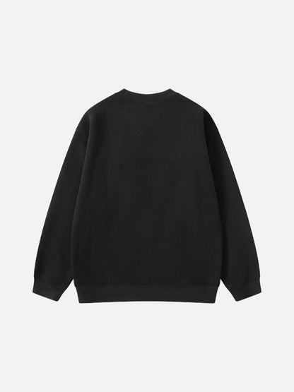 DAXUEN black oversized crewneck sweatshirt with metallic zip pocket