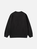 DAXUEN black oversized crewneck sweatshirt with metallic zip pocket