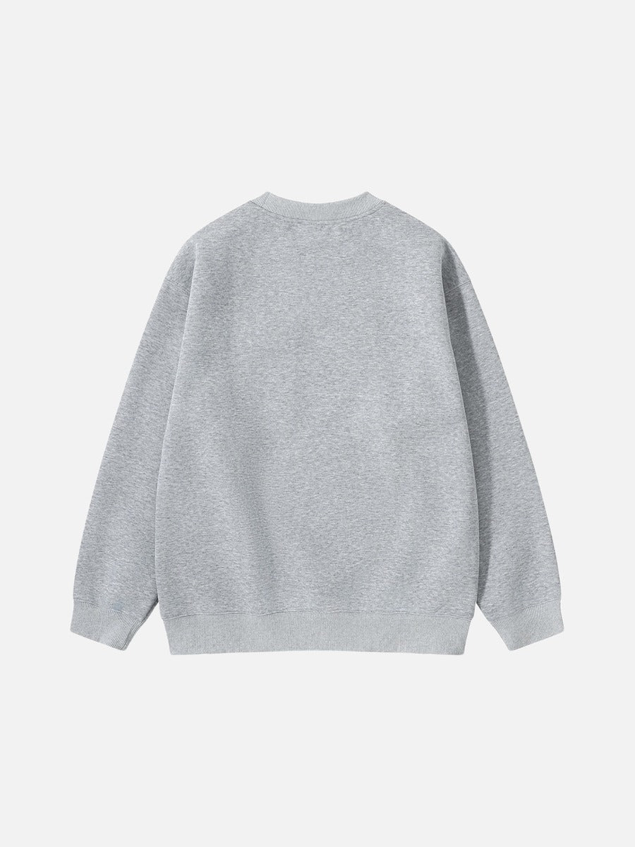 DAXUEN black oversized crewneck sweatshirt with metallic zip pocket