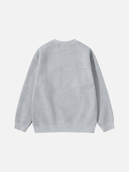 DAXUEN black oversized crewneck sweatshirt with metallic zip pocket