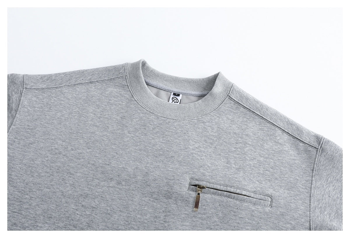 DAXUEN black oversized crewneck sweatshirt with metallic zip pocket