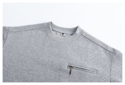 DAXUEN black oversized crewneck sweatshirt with metallic zip pocket