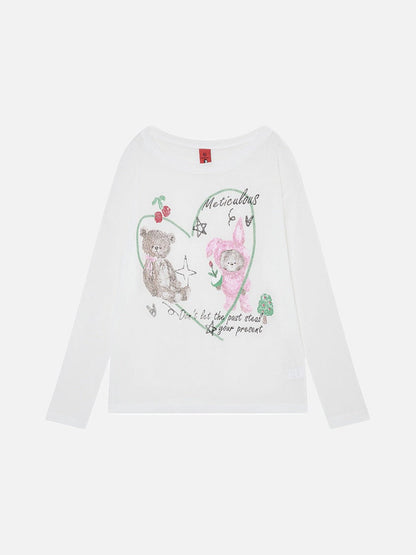 DAXUEN Meticulous cartoon graphic long-sleeve T-shirt