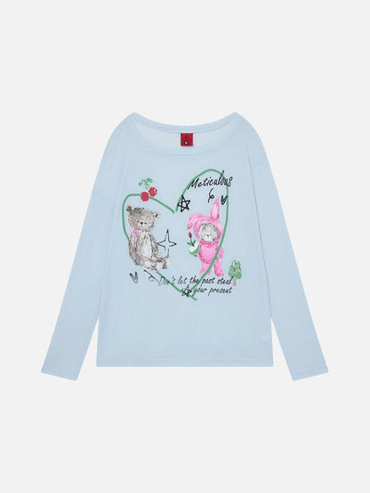 DAXUEN Meticulous cartoon graphic long-sleeve T-shirt