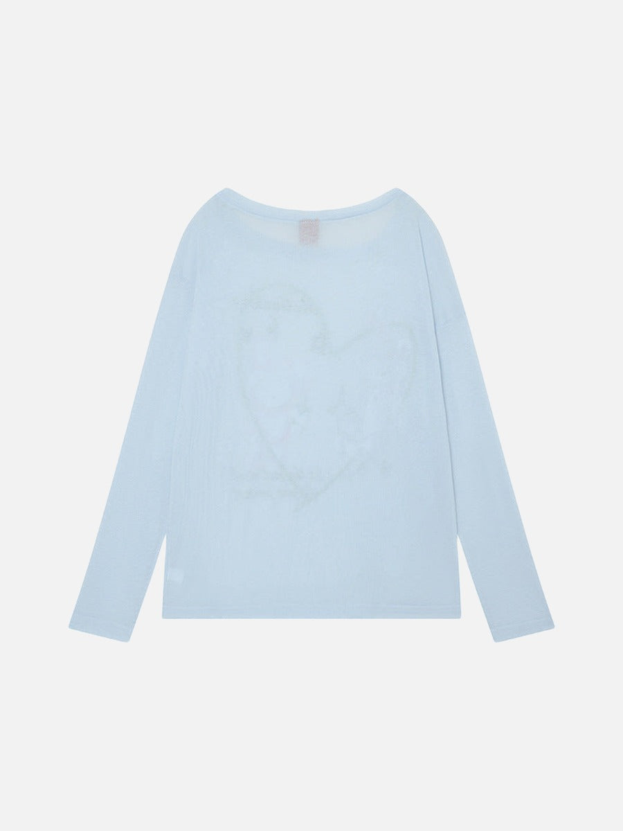DAXUEN Meticulous cartoon graphic long-sleeve T-shirt