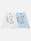 DAXUEN Meticulous cartoon graphic long-sleeve T-shirt