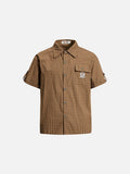 DAXUEN Men's short-sleeved micro-check button-up shirt