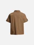 DAXUEN Men's short-sleeved micro-check button-up shirt
