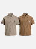DAXUEN Men's short-sleeved micro-check button-up shirt