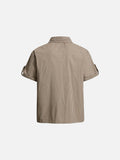 DAXUEN Men's short-sleeved micro-check button-up shirt
